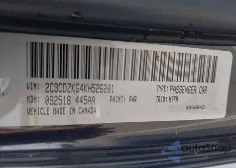 2019 Dodge Challenger Gt Awd from USA, damaged, VIN 2C3CDZKG4KH526201